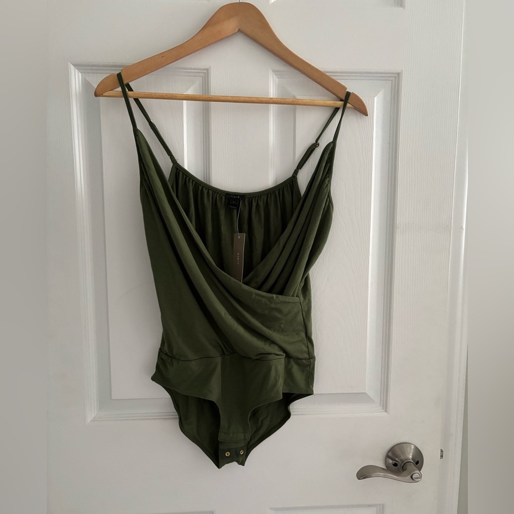Olive Green Draped Bodysuit J. Crew